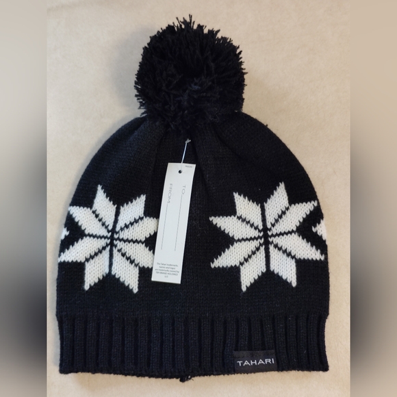 Tahari Black and White Knit Hat and Scarf Set - Picture 2 of 3
